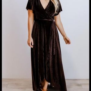 Andi Ribbed Velvet Wrap Dress | Black Orchid